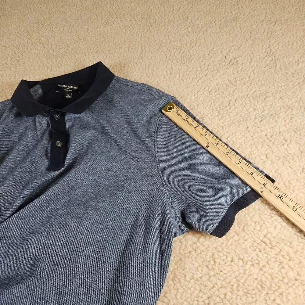 Banana Republic Dress Polo Shirt Mens XL Blue Heather 100% Cotton Short Sleeve